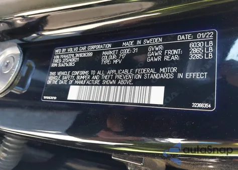 2022 Volvo Xc90 T6 Inscription 6 Passenger z USA, uszkodzony, nr VIN YV4A221L3N1836399